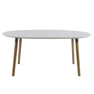 Table ovale extensible de style scandinave : blanc, bois | Hellin
