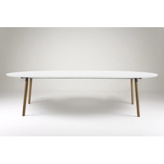 Table ovale extensible de style scandinave : blanc, bois | Hellin