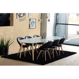 Table ovale extensible de style scandinave : blanc, bois | Hellin