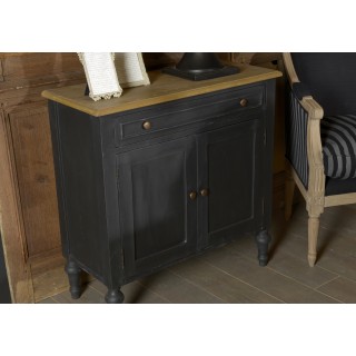 Buffet bas en bois cérusé noir : style baroque | Hellin