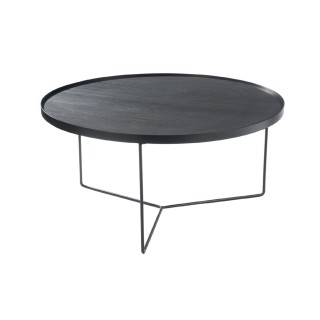 Table basse en bois et métal - Modèle rond et moderne - HELLIN