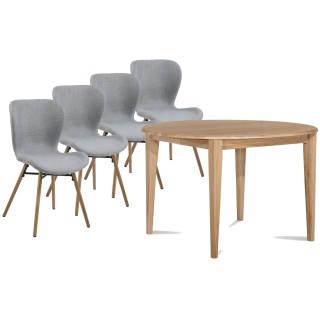 Table ronde extensible Victoria avec 4 chaises Matilda - Hellin