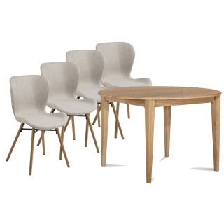Table ronde extensible Victoria avec 4 chaises Matilda - Hellin