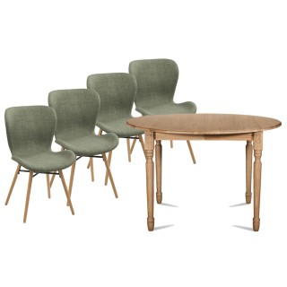 table ronde extensible Victoria + 4 chaises Matilda - Hellin
