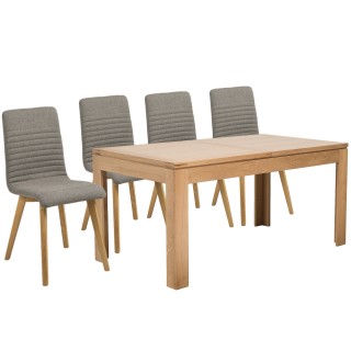 Table rectangulaire en Chêne Boston avec 4 chaises Rosa - Hellin