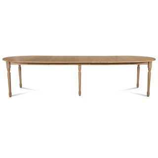Table ronde extensible bois massif : trois rallonges centrales