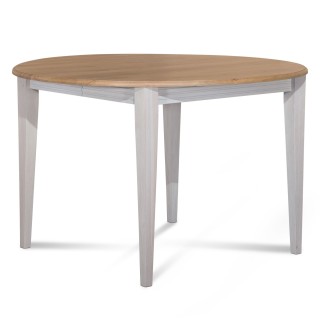 Table ronde extensible Victoria : trois rallonges et pied renfort