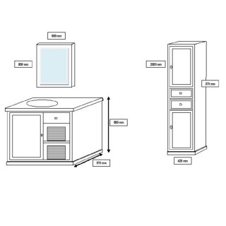 Meuble simple vasque : bois, pierre bleue et céramique | Hellin