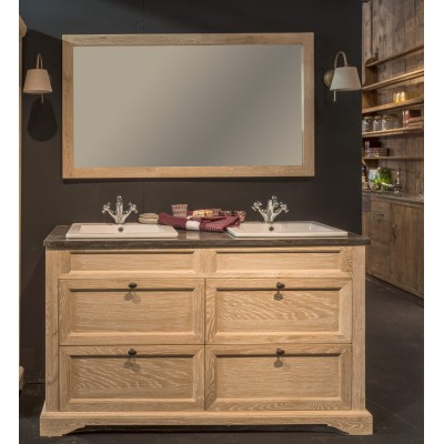 Miroir de salle de bain en bois massif - chêne blanchi - Hellin