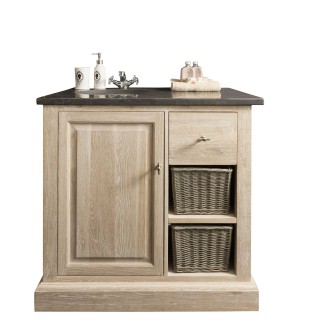 Ensemble salle de bain : Meuble vasque en pierre et miroir