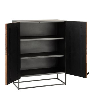 Armoire 2 portes en bois brut et métal - Hellin
