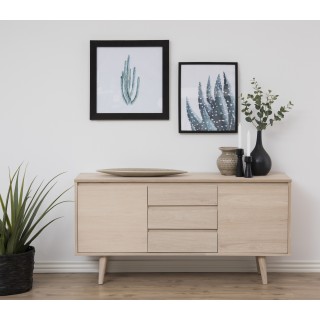 Buffet scandinave plaqué en chêne clair : 3 tiroirs - Hellin