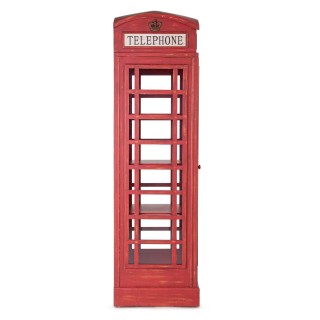 Bibliothèque cabine téléphonique rouge en bois  - HELLIN
