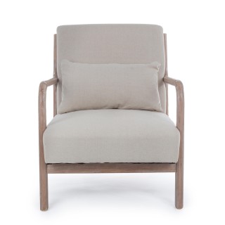 Fauteuil Vintage en lin avec accoudoirs bois  - HELLIN