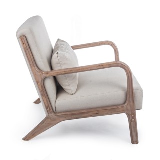 Fauteuil Vintage en lin avec accoudoirs bois  - HELLIN