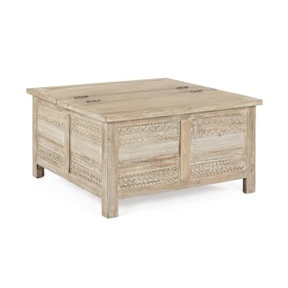 Table Basse carré en bois avec coffre Maya - Hellin