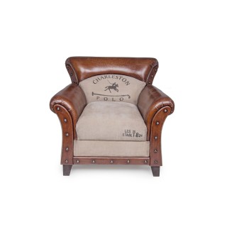 Fauteuil en bois et cuir de buffle TEXAS - Hellin