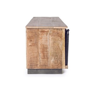 Meuble tv industriel : 2 portes coulissantes / 1 tiroir - Hellin