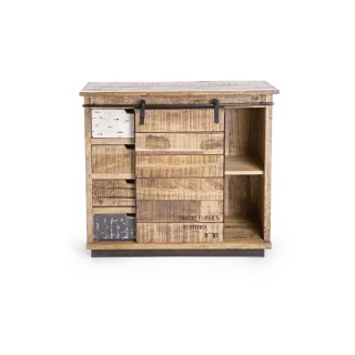 Buffet bois et métal 1 porte 4 tiroirs - Hellin