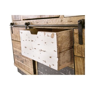 Buffet 2 portes 7 tiroirs bois et métal - Hellin