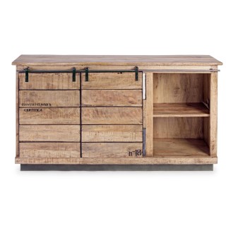 Buffet 2 portes 3 tiroirs bois et métal - Hellin