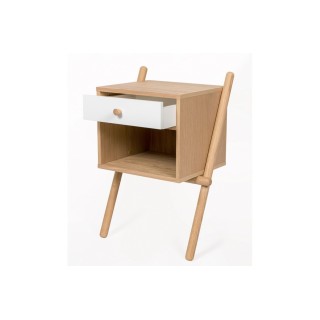 Chevet moderne nordique en chêne 1 tiroir et 1 niche TURKU - HELLIN