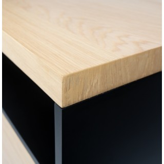 Meuble TV bas moderne de rangement en bois et métal | Hellin