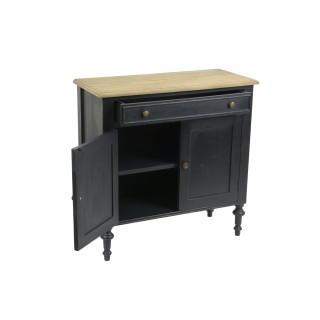 Buffet bas en bois cérusé noir : style baroque | Hellin