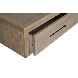 Meuble TV suspendu en bois massif : Deux tiroirs | Hellin