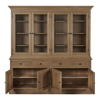 vaisselier en bois massif Victoria avec portes et tiroirs ouverts