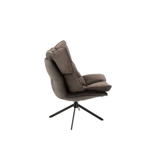 Fauteuil moderne relax en tissu gris et métal FENIX - HELLIN