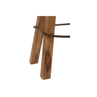 Tabouret de bar industriel en bois et cuir SAMIR - HELLIN