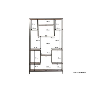 Bibliothèque déstructuré industrielle en bois et métal PHUKET - HELLIN