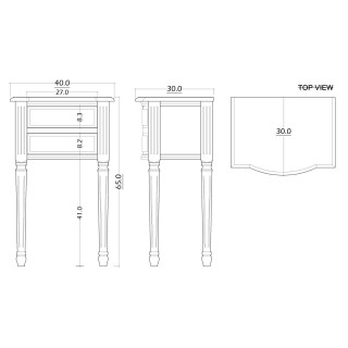 Table de nuit en bois blanc Agatha - Hellin