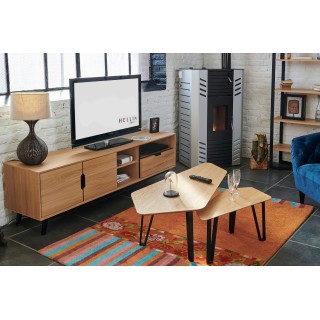 Meuble TV scandinave en bois massif : 2 couleurs | Hellin