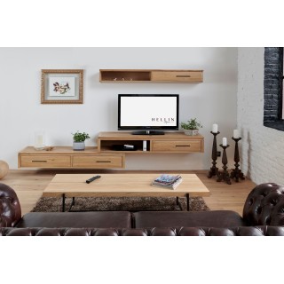 Meuble TV suspendu en bois : 1 porte et 1 niche | Hellin