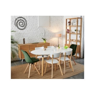 Table ovale extensible de style scandinave : blanc, bois | Hellin
