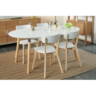 Table ovale extensible de style scandinave : blanc, bois | Hellin
