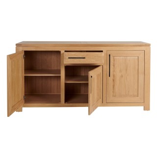 Buffet bas moderne en chêne clair : 1 tiroir et 3 portes | Hellin