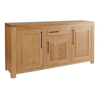 Buffet bas moderne en chêne clair : 1 tiroir et 3 portes | Hellin