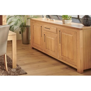 Buffet bas moderne en chêne clair : 1 tiroir et 3 portes | Hellin