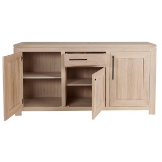 Buffet bas en chêne clair : 3 portes / 1 tiroir | Hellin