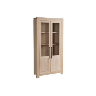 Vitrine moderne aux portes vitrées en chêne blanchi BOSTON - HELLIN