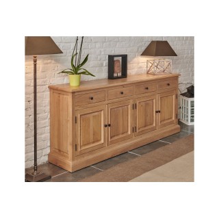 Buffet en chêne massif Victoria avec lampe et déco