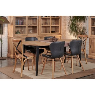 Chaise bistrot bois et métal  lot de 2 | Hellin