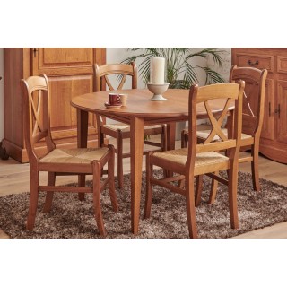 Table ronde extensible en chêne massif : une allonge | Hellin