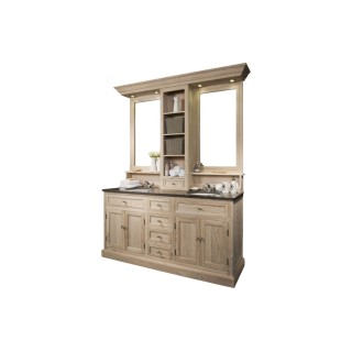 Ensemble salle de bain : meuble vasque, colonne et miroirs