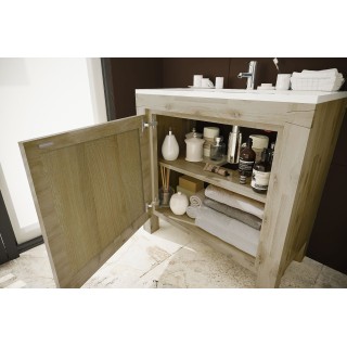 Meuble sous vasque simple 80 en acacia - Hellin