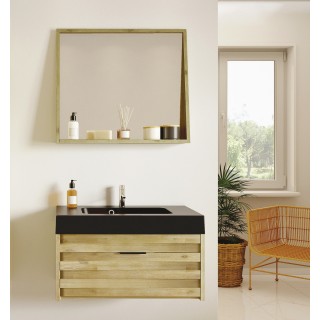 Meuble simple vasque à suspendre : acacia, polybéton | Hellin