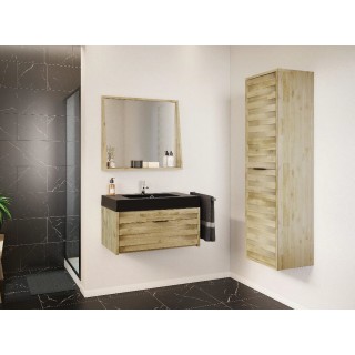 Meuble simple vasque à suspendre : acacia, polybéton | Hellin